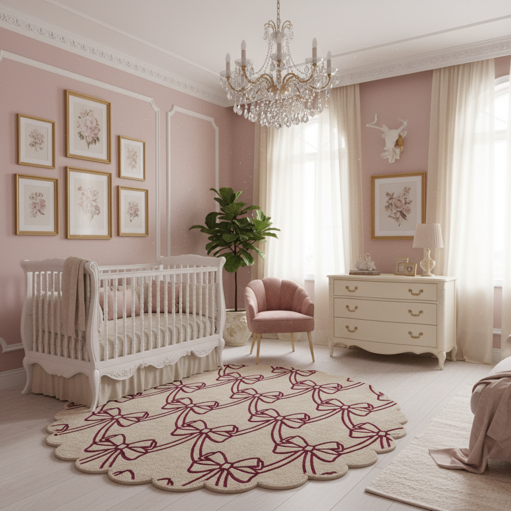 Scalloped Bow Hand Tufted Wool Rug