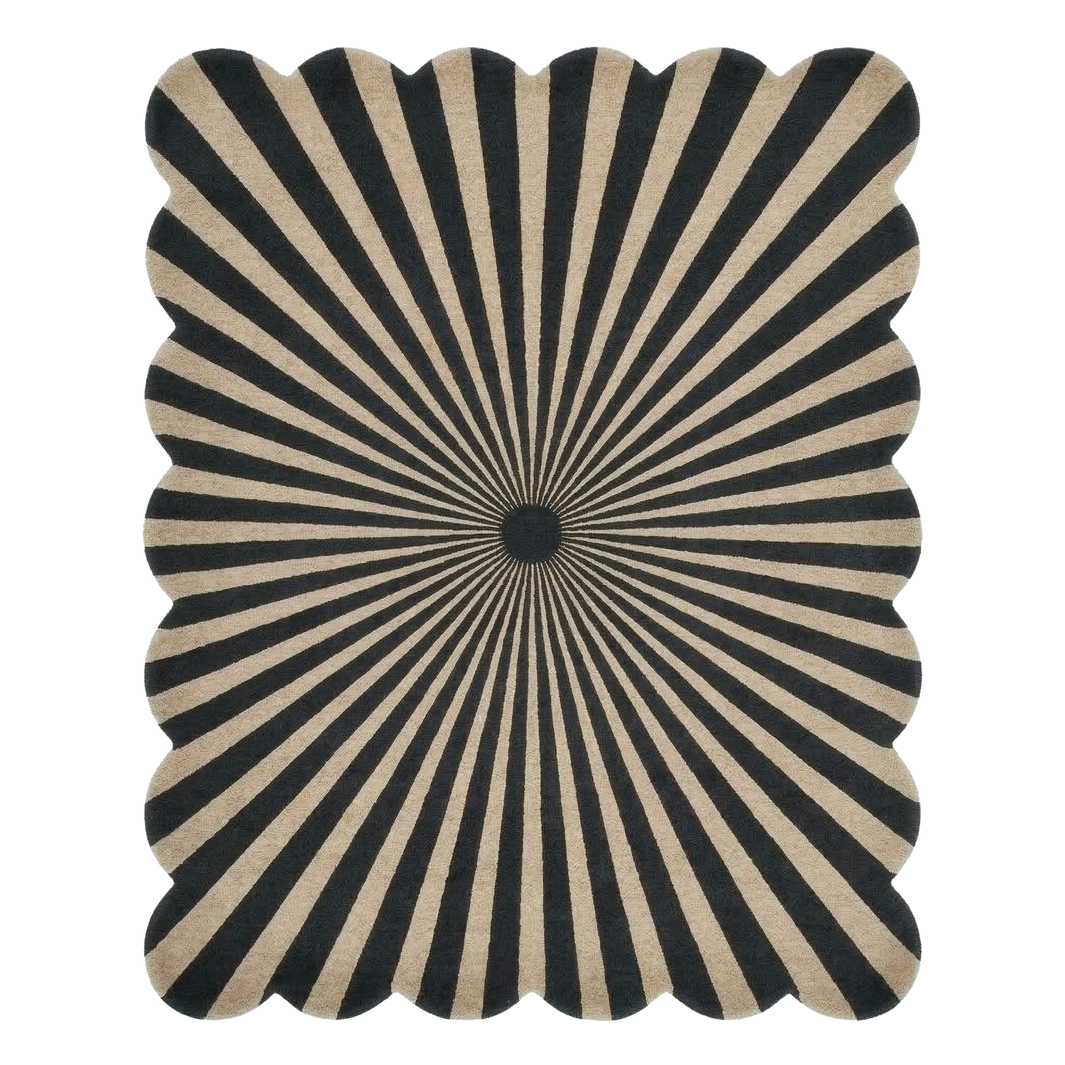 Scalloped Radial Ray Hand Tufted Rug 
