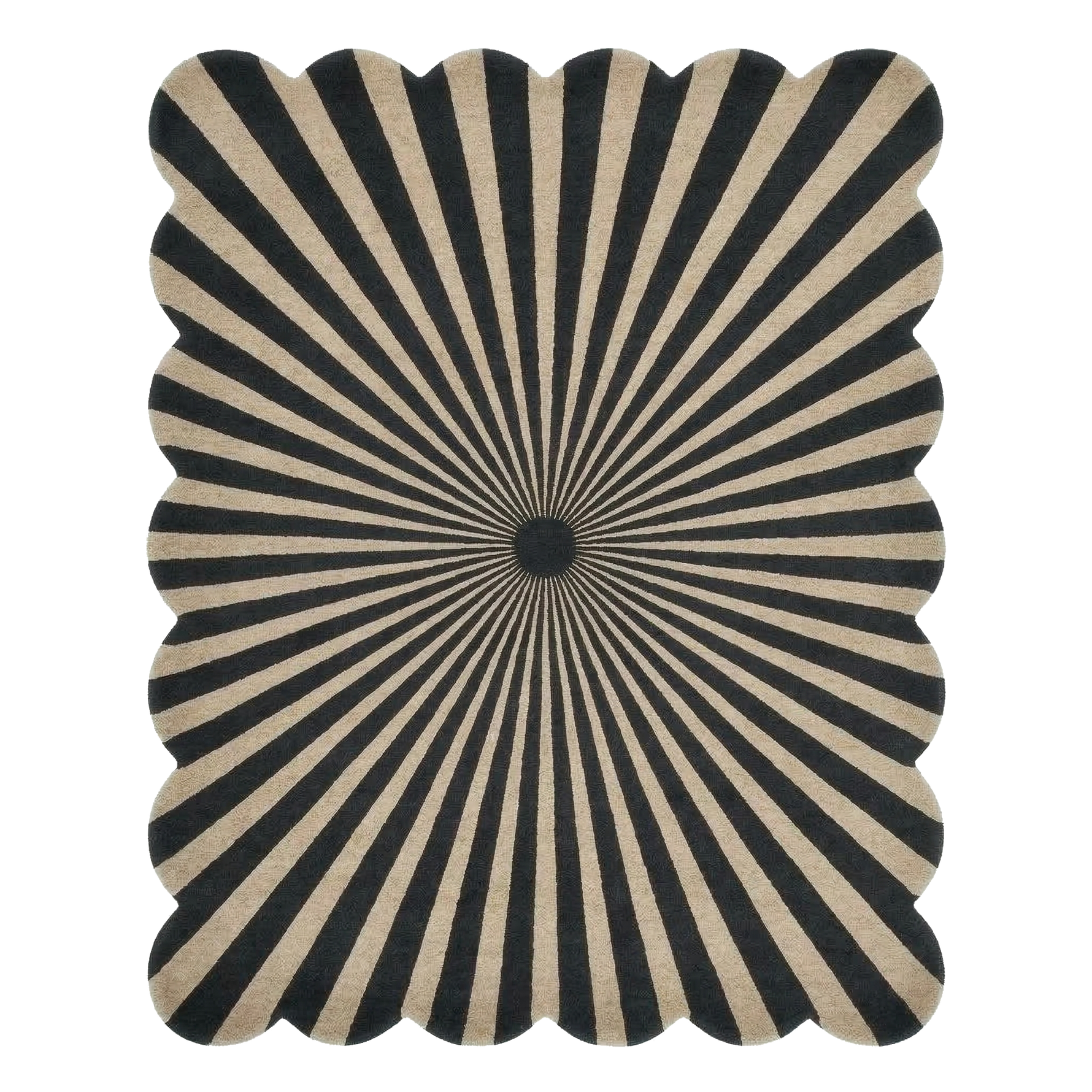 Scalloped Radial Ray Hand Tufted Rug 