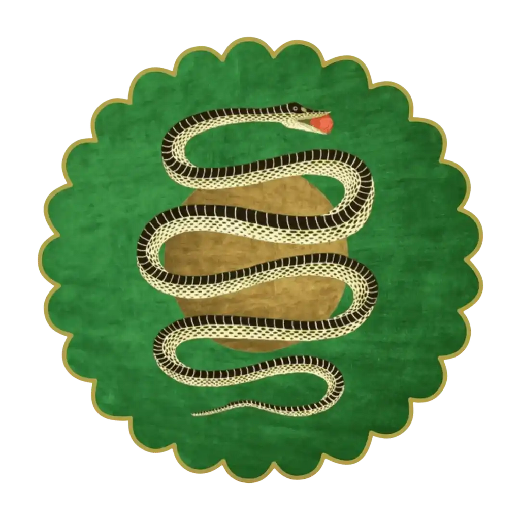 Scalloped_Green_Snake_and_Apple_Round_Hand_Tufted_Wool_Rug