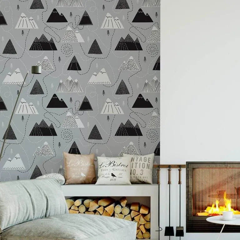 Scandinavian Style Mountains and Routs Removable Wallpaper