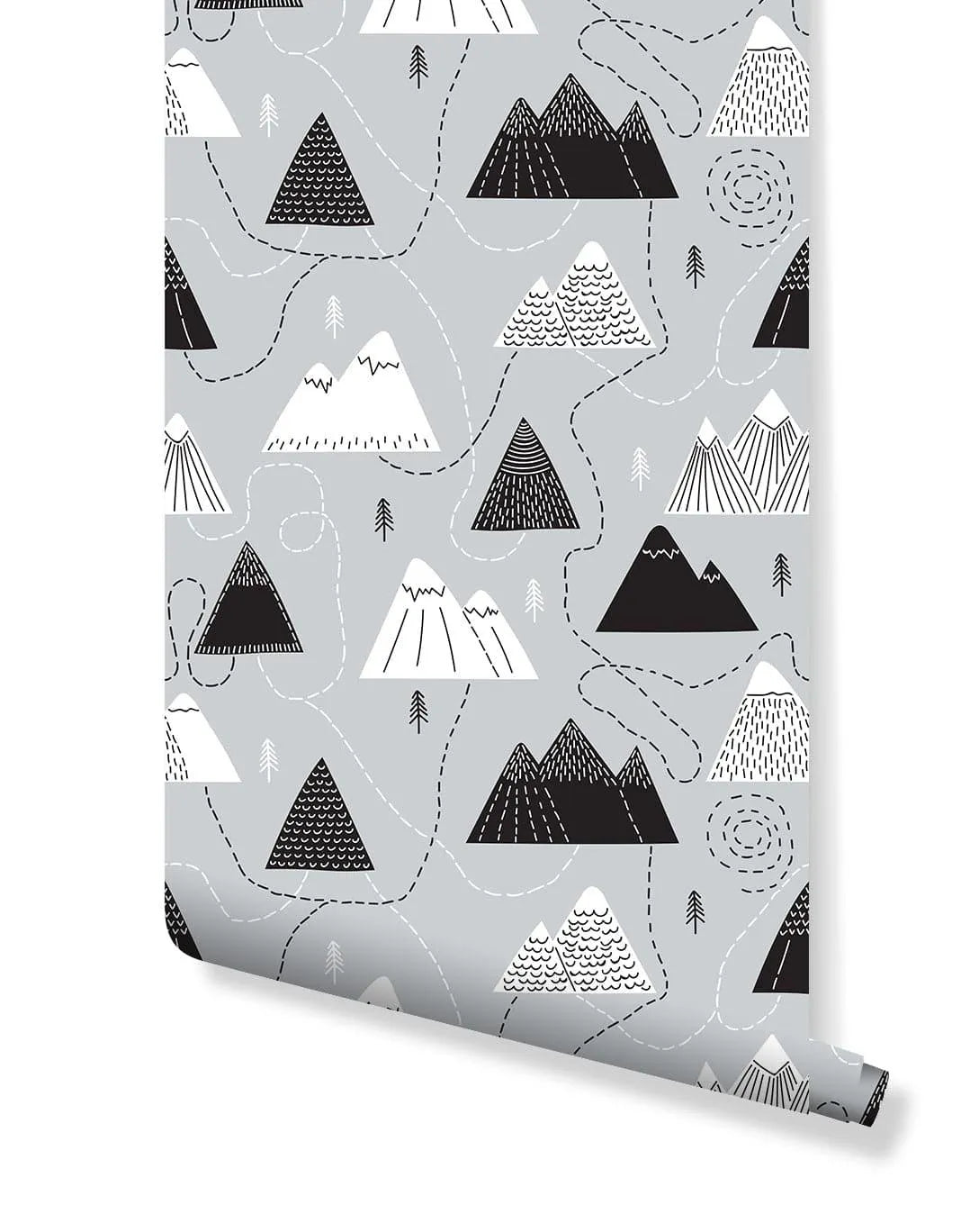 Scandinavian Style Mountains and Routs Removable Wallpaper