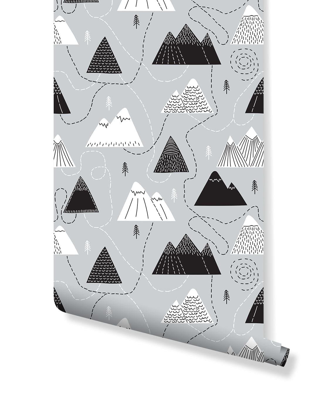 Scandinavian Style Mountains and Routs Removable Wallpaper 