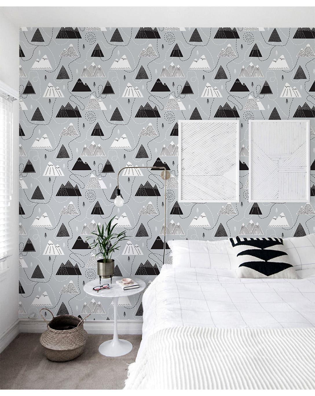 Scandinavian Style Mountains and Routs Removable Wallpaper 