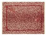 Scarlet Leopard Bouquet Hand Knotted Rug shown flat on a white background