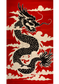 Scarlet Nightfire Dragon Hand Tufted Rug