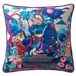 Heritage Steed Velvet Floral Horse Throw Pillow Cover