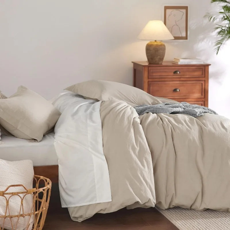 The Washed Cotton Duvet Cover Set in Warm Sand offers a blend of comfort and style, perfect for enhancing your bedroom decor. Crafted from 100% prewashed cotton, this duvet cover set provides a naturally relaxed look and a soft, smooth feel