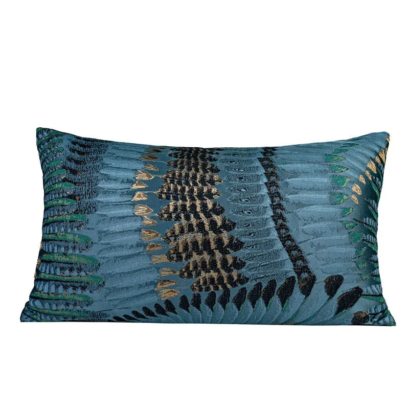 The Atlas Mountains Jacquard Throw Pillow Cover 12" x 20" Blue