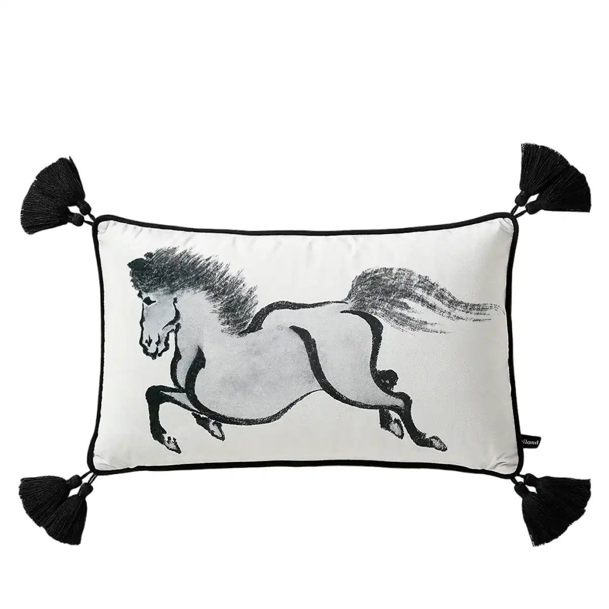 Timeless Chinoiserie Running Horse Pillow Cover