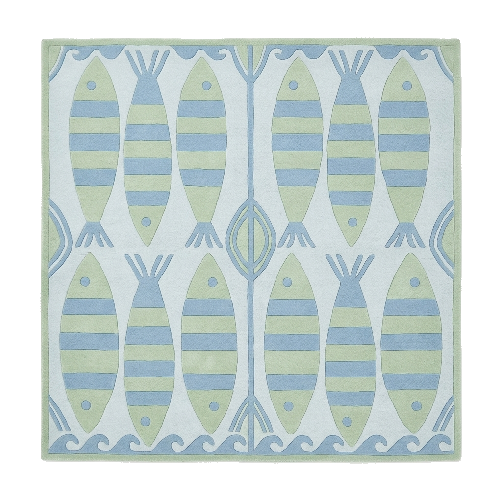 School of Fish Square Hand Tufted Rug
