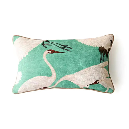 Dancing Cranes Throw Pillow Cover 12" x 20"