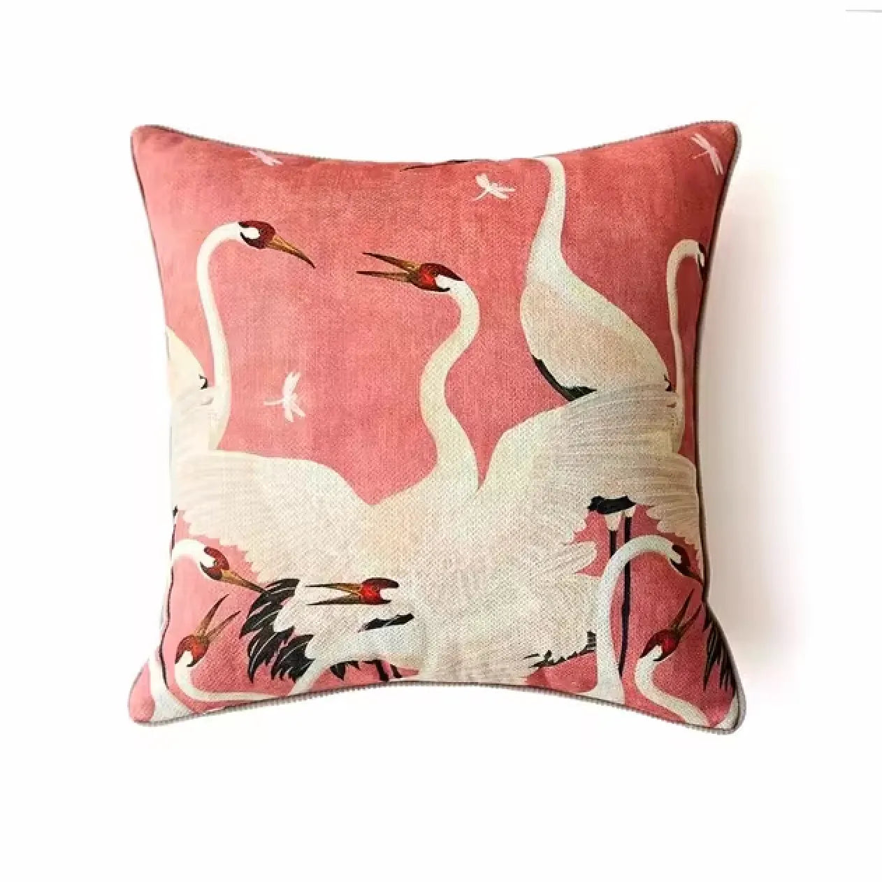 Dancing Cranes Throw Pillow Cover