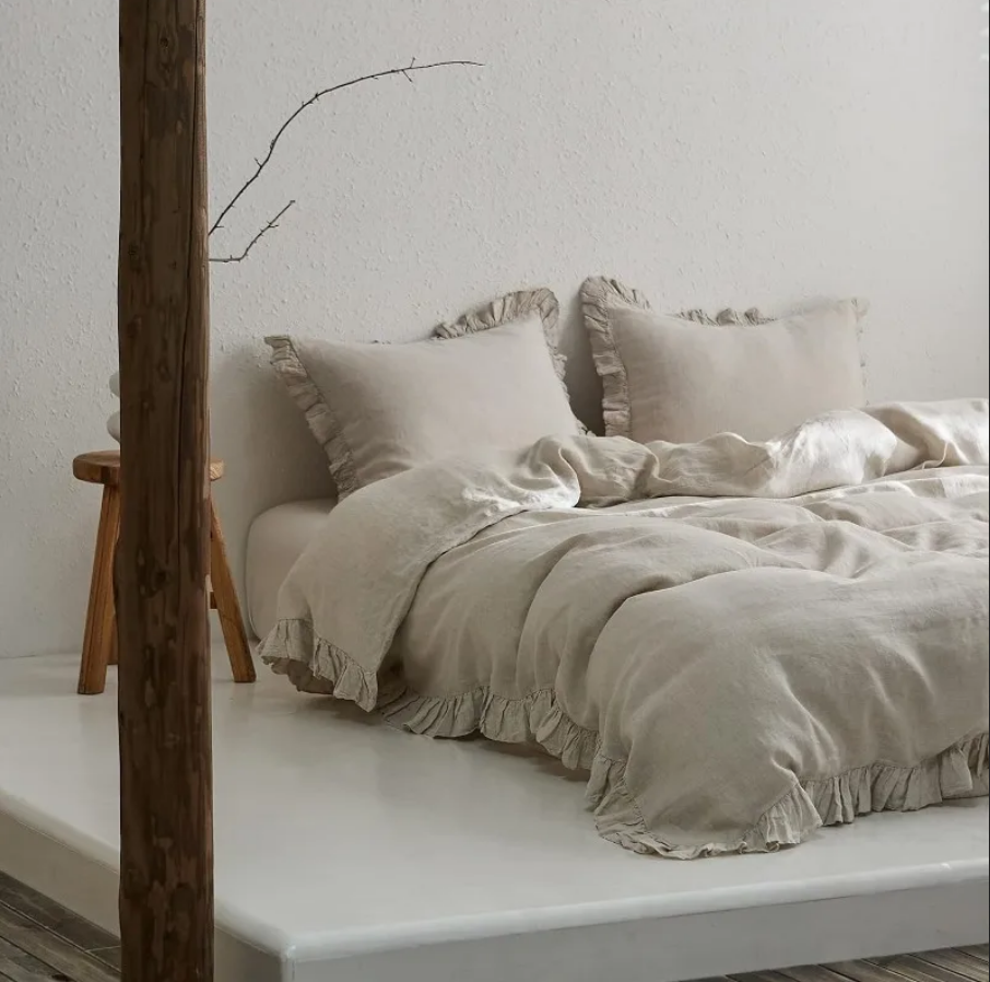 100% Washed Linen Duvet Cover Set - Natural Linen