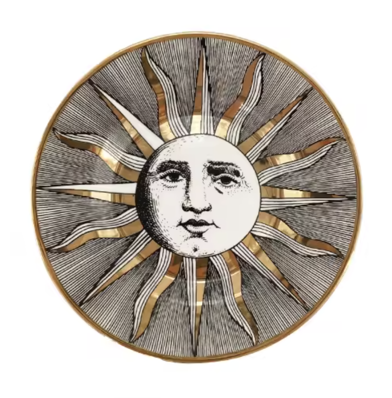 Vintage Sun Face Decorative Ceramic Wall Plate