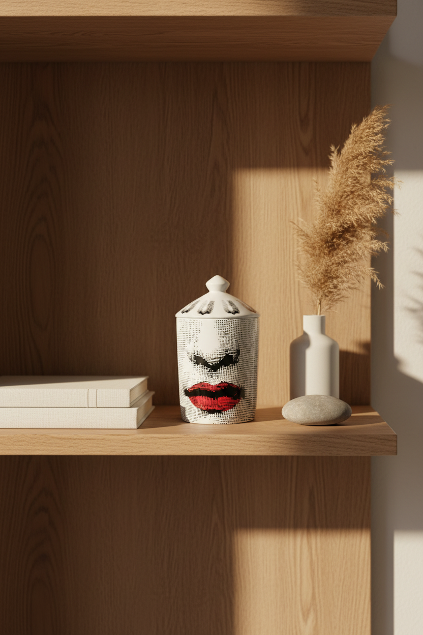 Red Lip Ceramic Candle Jar with Lid