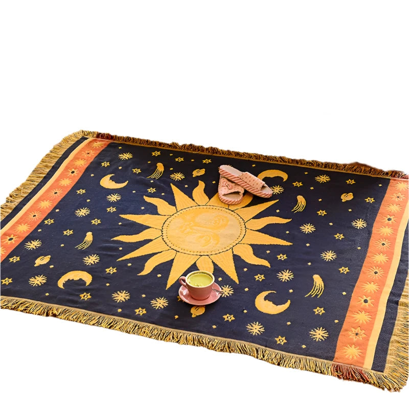 Bohemian Sun Cotton Throw Blanket