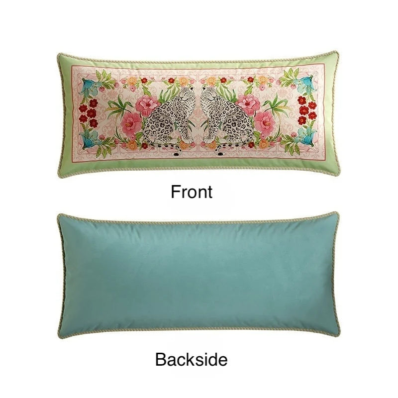 Safari Leopard Velvet Floral Throw Pillow Cover
