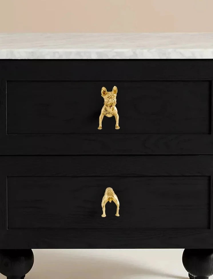 Enhance your furniture with these brass animal bulldog-inspired cabinet door knobs. Featuring a distinctive bulldog design, they add character and charm to any cabinet or drawer. Crafted with quality brass, they ensure durability and style, transforming your furniture into unique statement pieces.