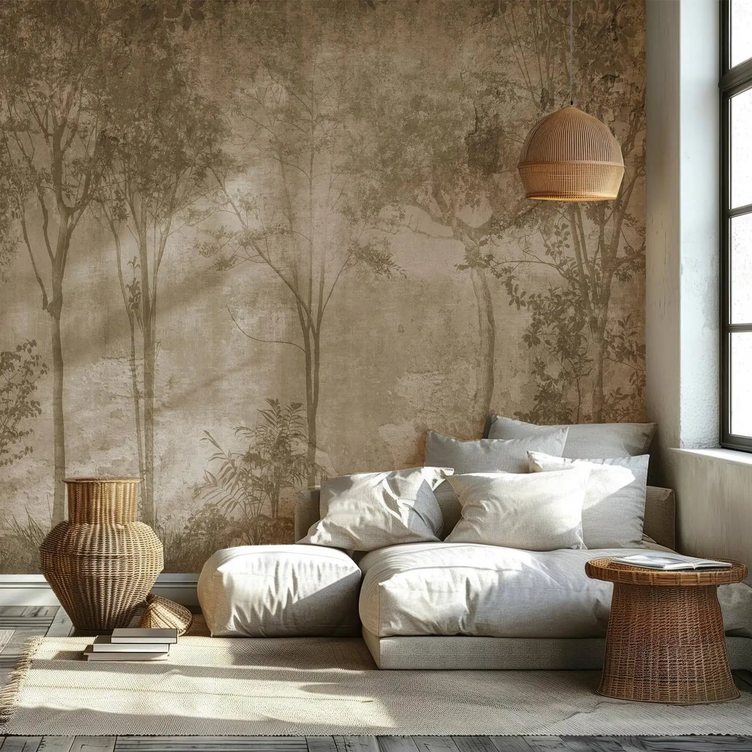 Watercolor Tree Landscape Mural