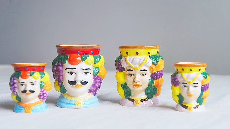 Royal Couple Hand-Painted Ceramic Desk Organizer & Bud Vase