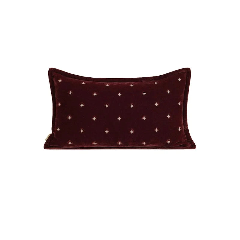 Vermilion Crane Velvet Embroidered Throw Pillow Cover