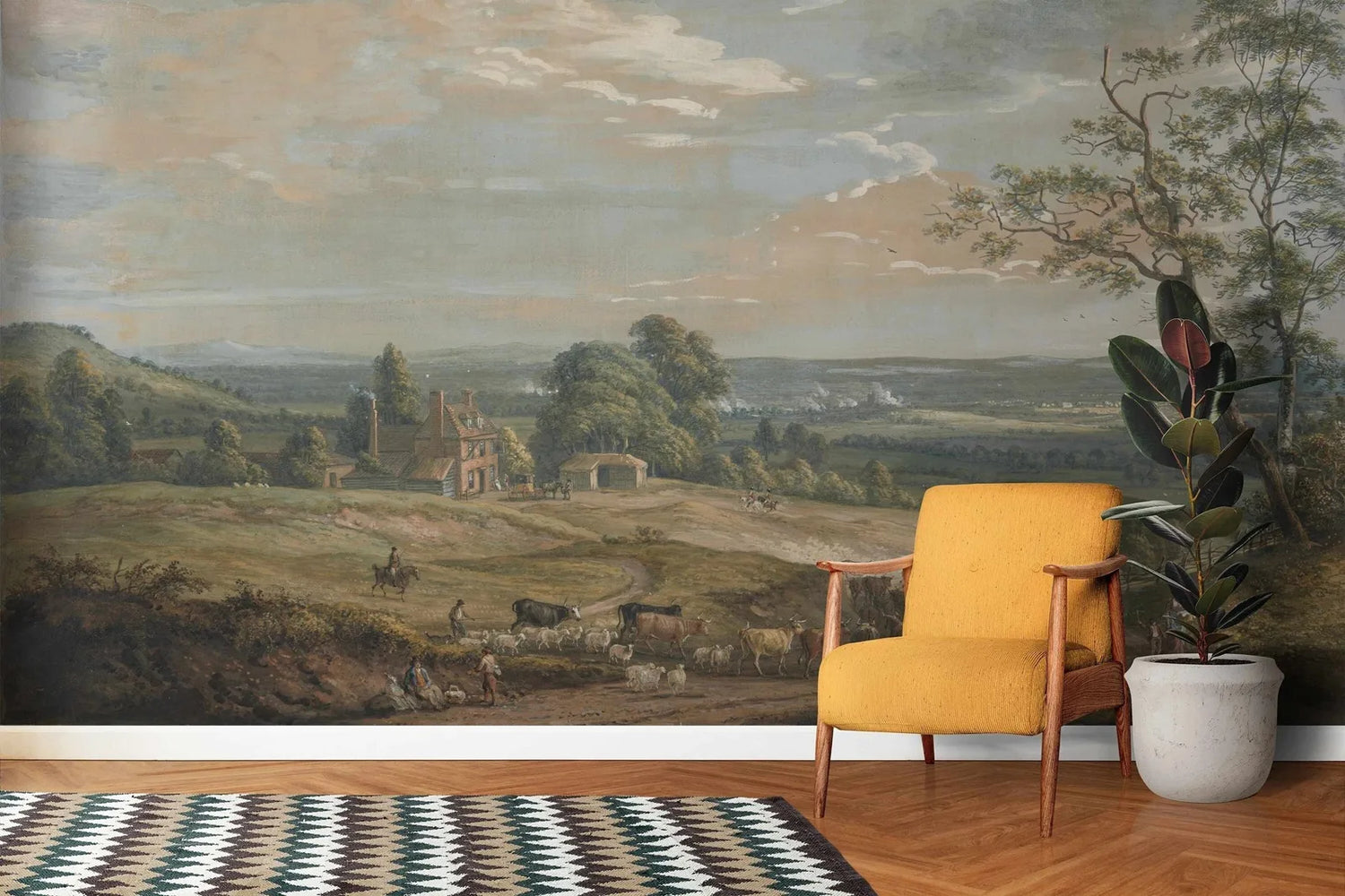English Rural Vintage Landscape Mural