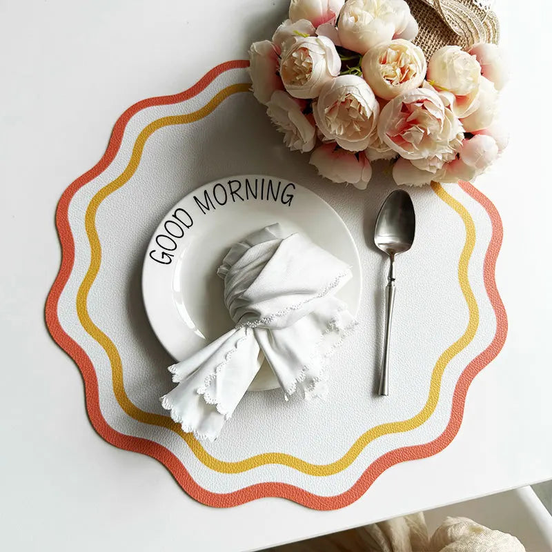 Elegant Saffron Ripple Placemats