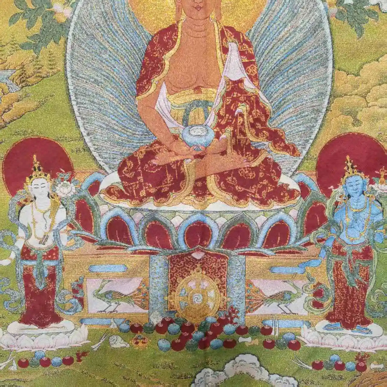 Amitabha Buddha Nepalese Embroidered Silk Thangka