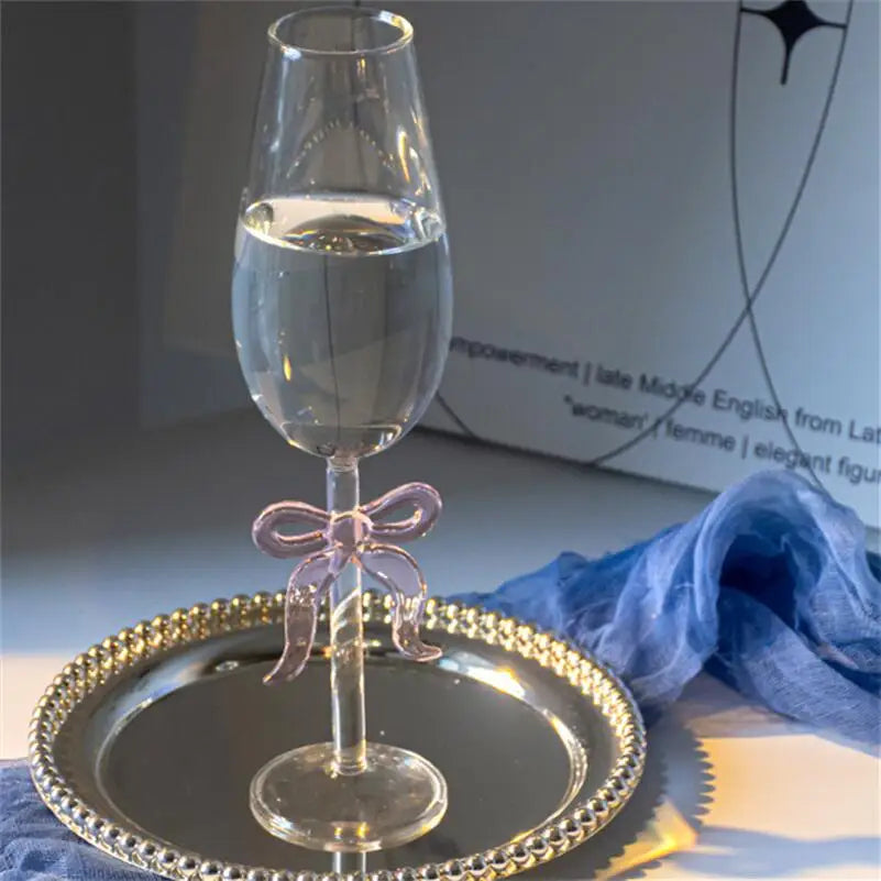 Pink Bow Goblet Champagne Glass