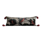 Crimson Crane Velvet Embroidered Throw Pillow Cover