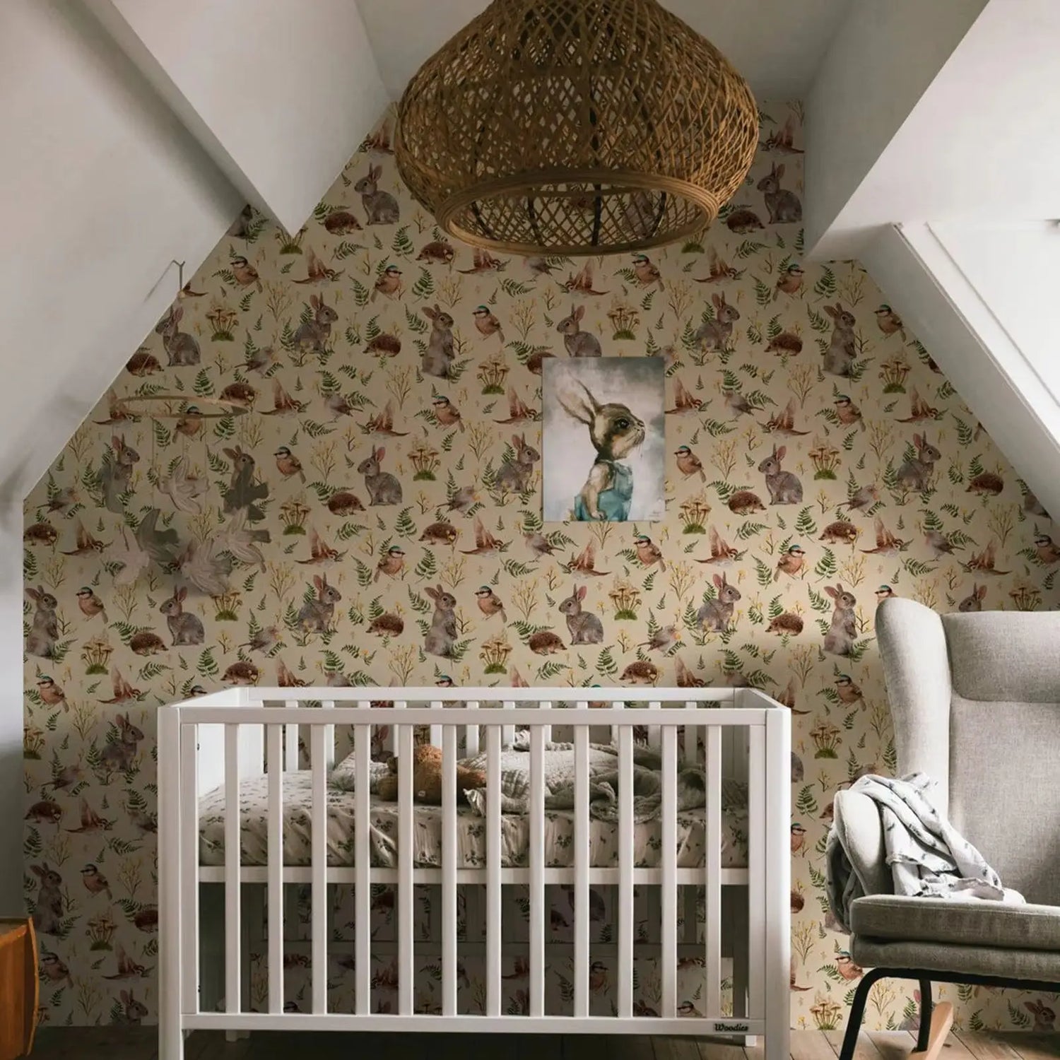 Vintage Rabbit Nursery Wallpaper