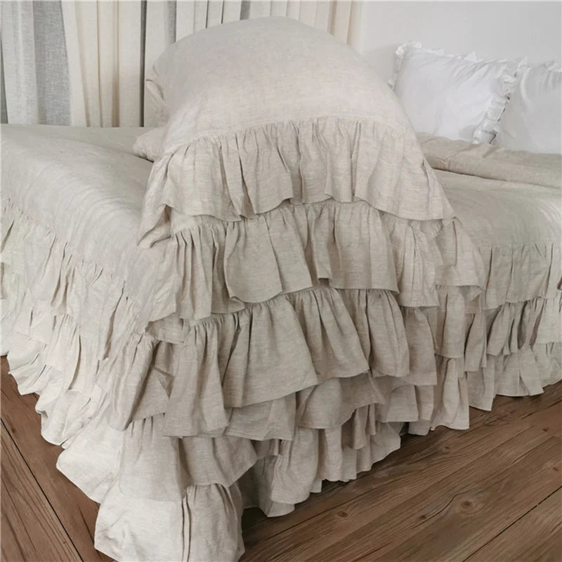 Pure Linen 3-Layer Ruffle Bedding Set