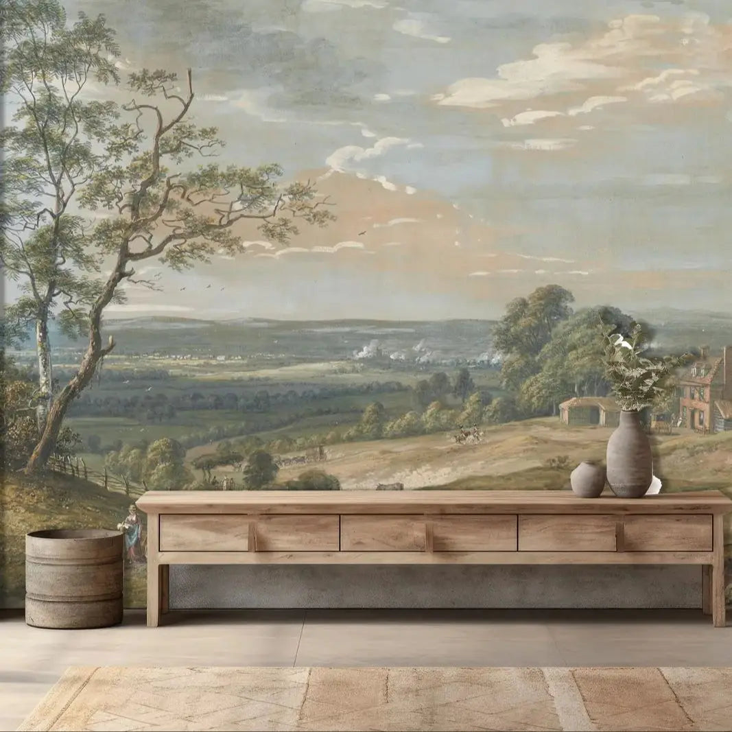 Antique Pastoral Countryside Mural