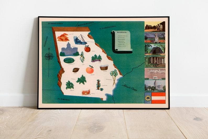 Sequoia &amp; Kings Canyon National Parks Map Print| Sequoia Map Wall Art Sequoia &amp; Kings Canyon National Parks Map Print| Sequoia Map Wall Art Historical Map of Georgia| 1938 Georgia Map Wall Print 