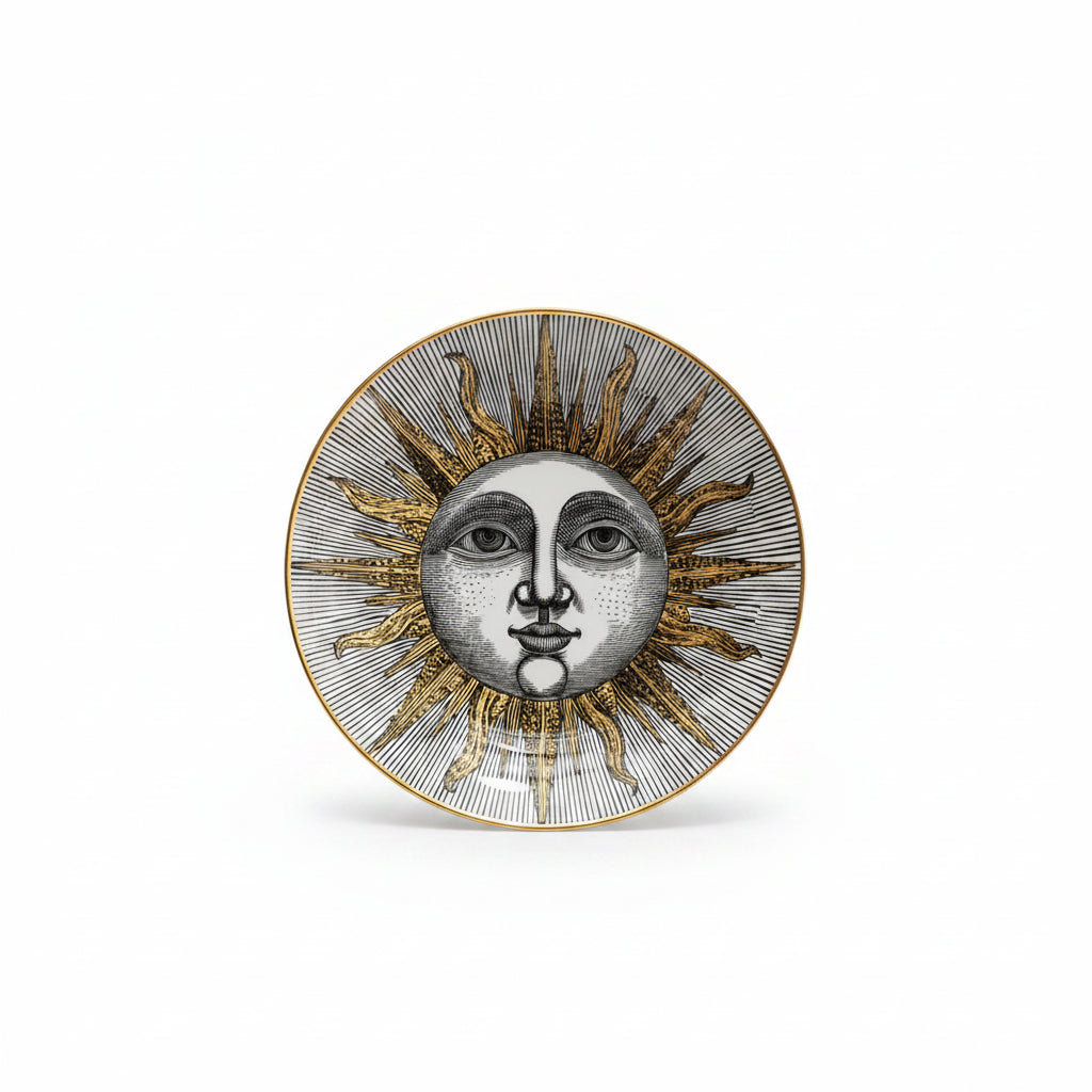 Vintage Sun Face Decorative Ceramic Wall Plate
