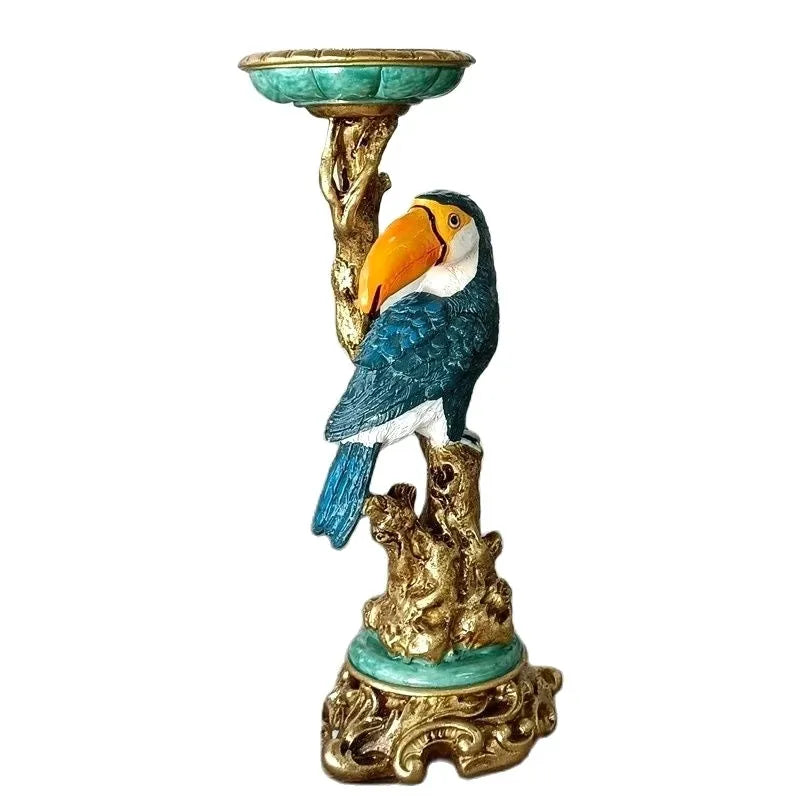 Classical Toucan Pedestal Candle Stand