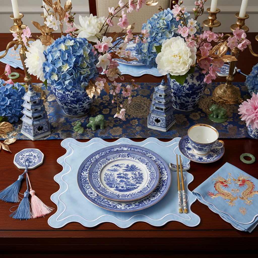 Dreamy Ruffle Edge Placemat - Sky Blue