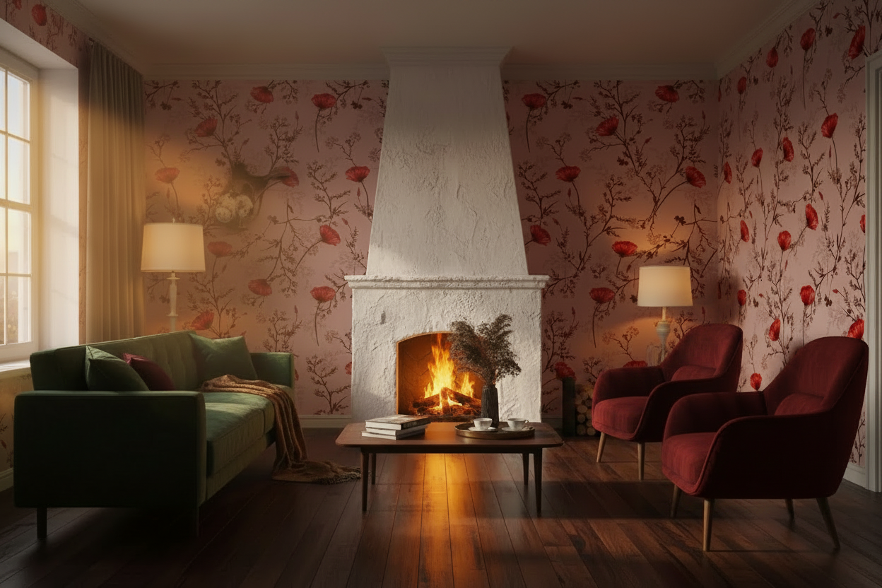 Blush Pink Poppies Wallpaper