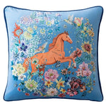 Bluegrass Gallop Velvet Floral Horse Throw Pillow Cover