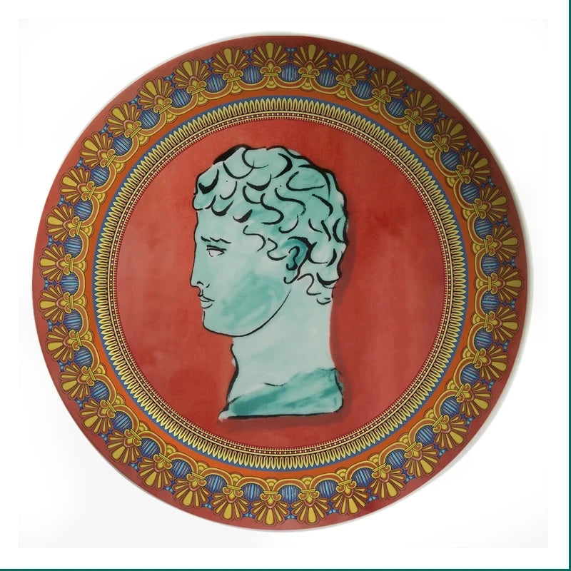 Poseidon's Journey Terracotta & Gold Classical Bust Decorative Ceramic Plate