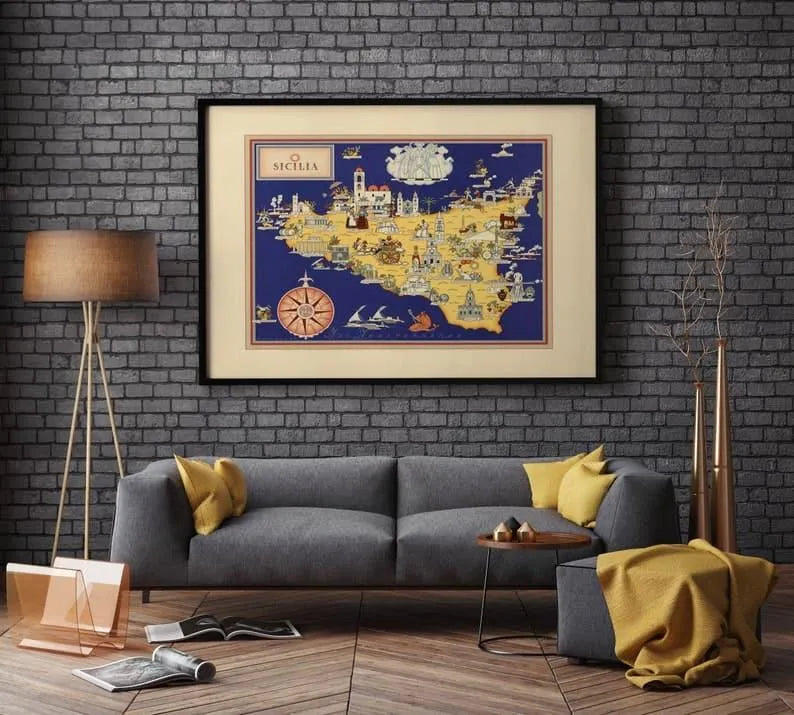 Sicily Map Print| Art History