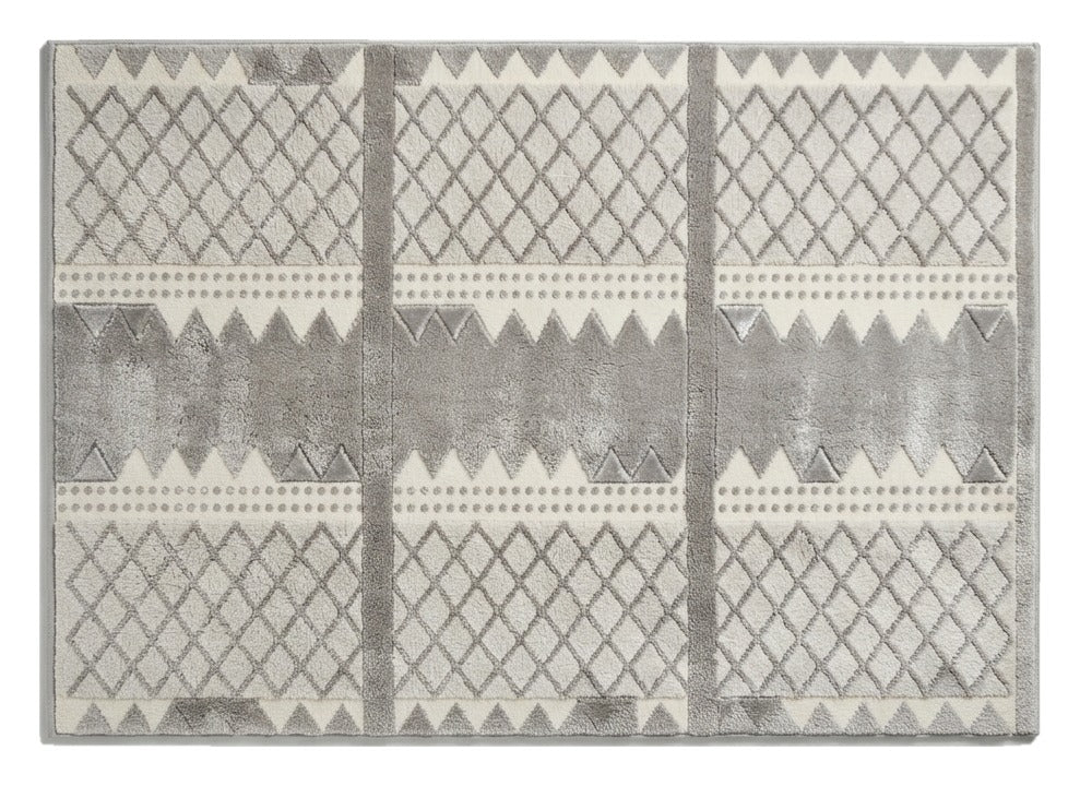 Silver Frost Lattice Hand Tufted Viscose Rug shown flat on a white background