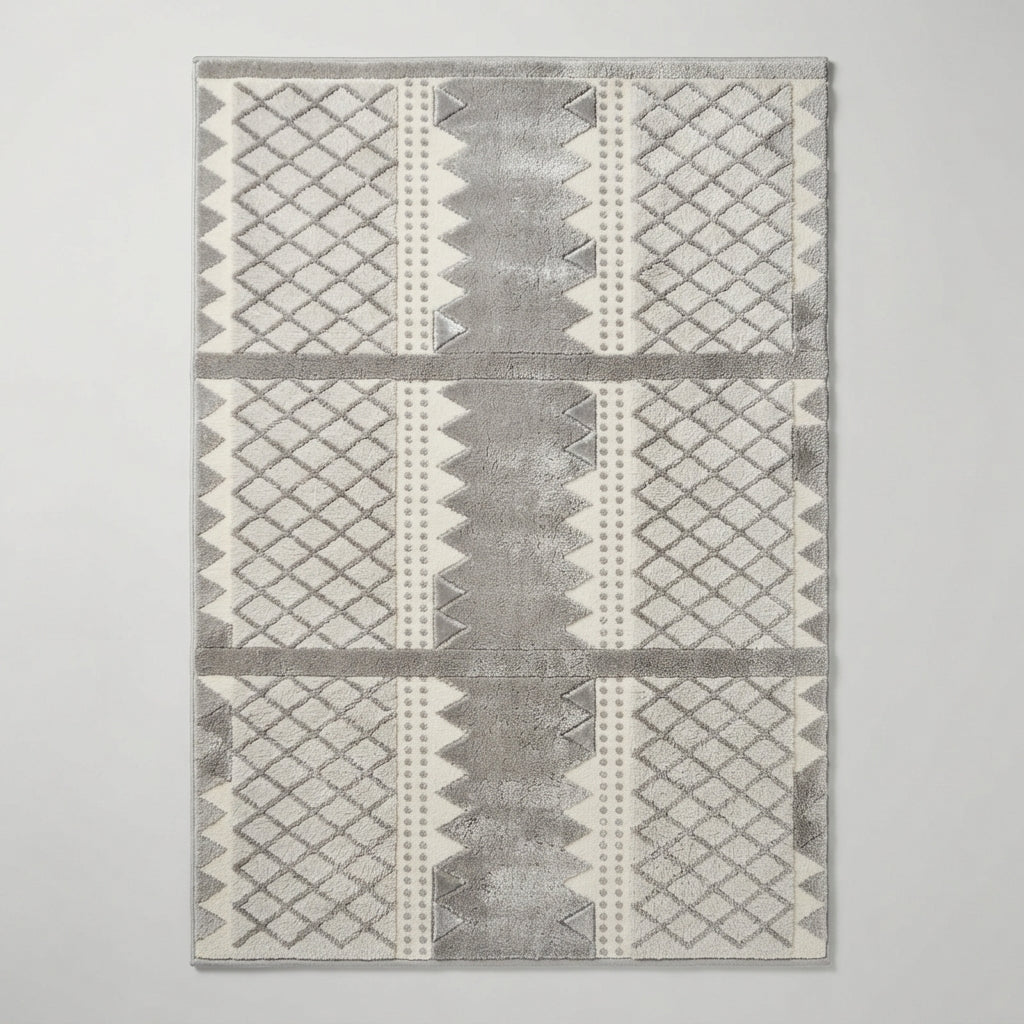 Silver Frost Lattice Hand Tufted Viscose Rug — gray, silver, ivory contemporary rug by Maia Homes