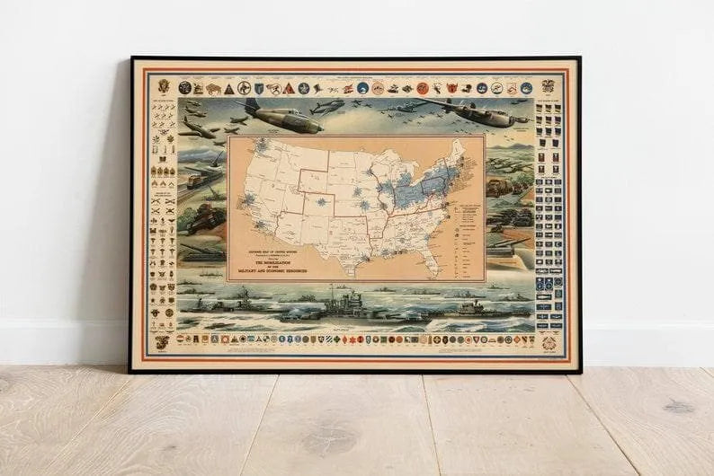 Defense Map of United States| Military Map Print