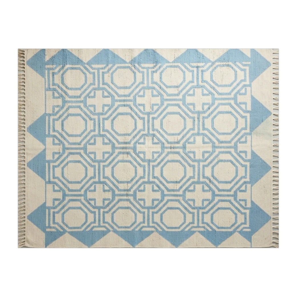 Sky Octagon Lattice Flatweave Rug - alternate view