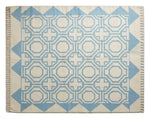 Sky Octagon Lattice Flatweave Rug shown flat on a white background