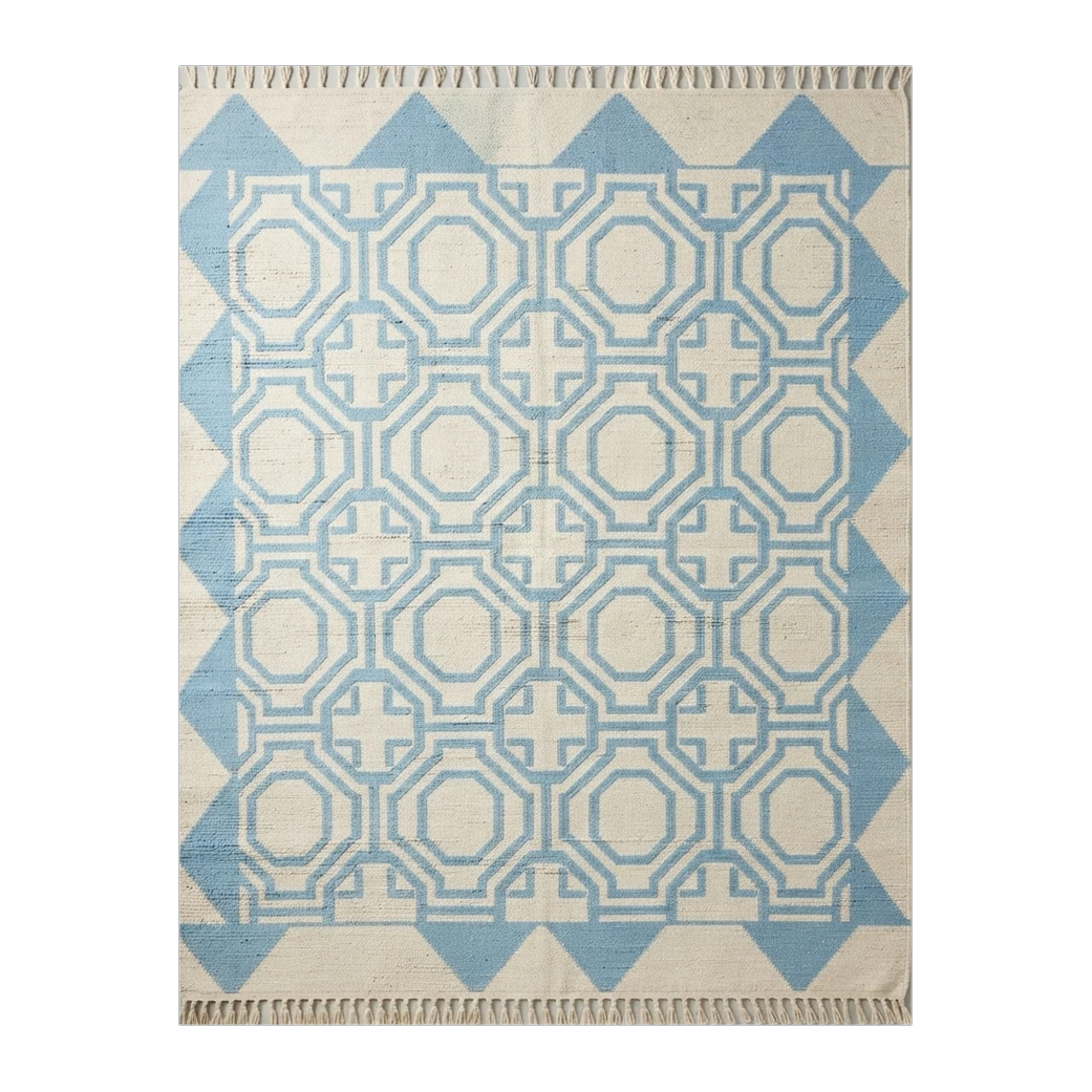 Sky Octagon Lattice Flatweave Rug