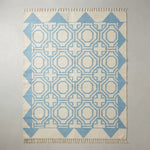 Sky Octagon Lattice Flatweave Rug — light blue, cream, white geometric rug by Maia Homes