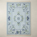 Sky Pavilion Blossom Hand Knotted Rug — light blue, navy, green chinoiserie rug by Maia Homes